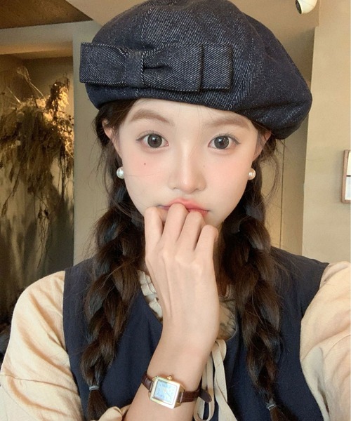 almo(アルモ)の「【LAMPOON】デニムリボンベレー(ハンチング/ベレー帽・レディース・ブラック・FREE)」の4枚目の写真