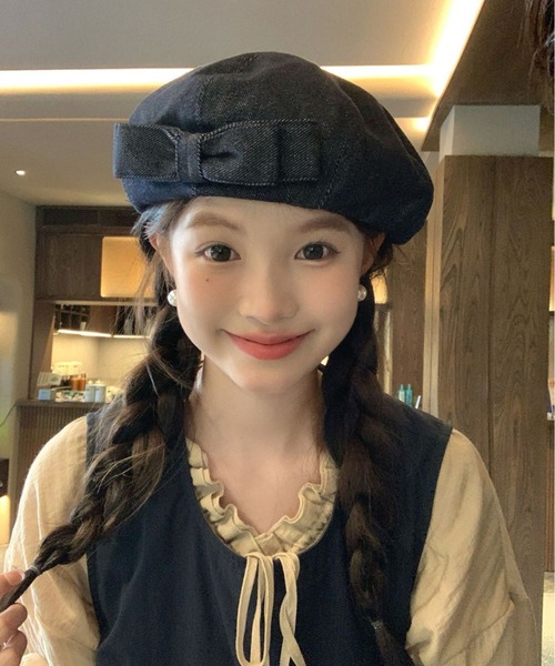 almo(アルモ)の「【LAMPOON】デニムリボンベレー(ハンチング/ベレー帽・レディース・ブラック・FREE)」の5枚目の写真