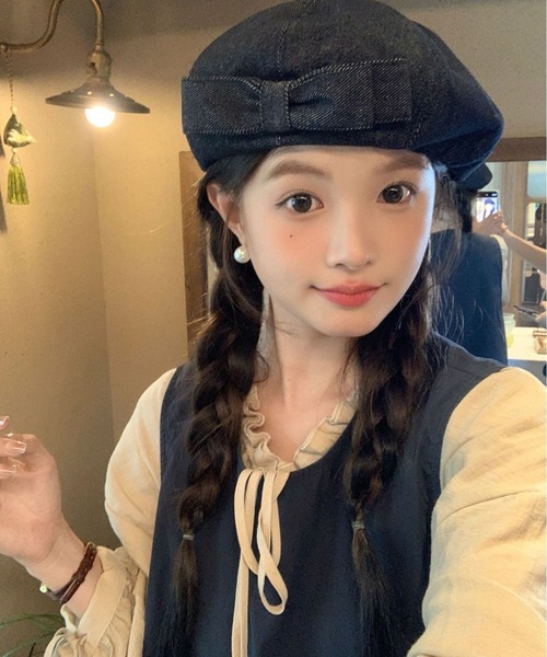 almo(アルモ)の「【LAMPOON】デニムリボンベレー(ハンチング/ベレー帽・レディース・ブラック・FREE)」の6枚目の写真