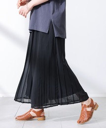 【冷感裏地付き】シフォンプリーツパンツ