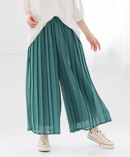 n'OrLABEL(ノアールレーベル)の「【冷感裏地付き】シフォンプリーツパンツ(その他パンツ・レディース・ブルー/ブラック/グリーン・FREE)」の5枚目の写真