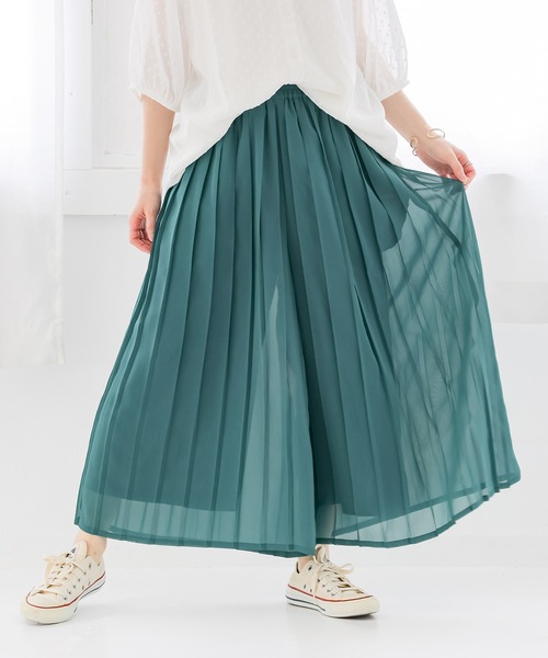 n'OrLABEL(ノアールレーベル)の「【冷感裏地付き】シフォンプリーツパンツ(その他パンツ・レディース・ブルー/ブラック/グリーン・FREE)」の7枚目の写真