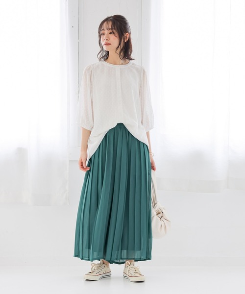n'OrLABEL(ノアールレーベル)の「【冷感裏地付き】シフォンプリーツパンツ(その他パンツ・レディース・ブルー/ブラック/グリーン・FREE)」の8枚目の写真