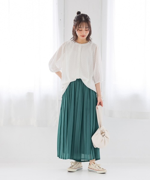 n'OrLABEL(ノアールレーベル)の「【冷感裏地付き】シフォンプリーツパンツ(その他パンツ・レディース・ブルー/ブラック/グリーン・FREE)」の9枚目の写真