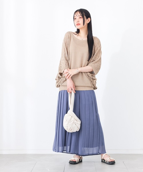 n'OrLABEL(ノアールレーベル)の「【冷感裏地付き】シフォンプリーツパンツ(その他パンツ・レディース・ブルー/ブラック/グリーン・FREE)」の11枚目の写真