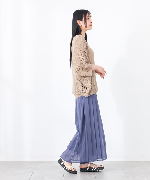 n'OrLABEL(ノアールレーベル)の「【冷感裏地付き】シフォンプリーツパンツ(その他パンツ・レディース・ブルー/ブラック/グリーン・FREE)」の13枚目の写真