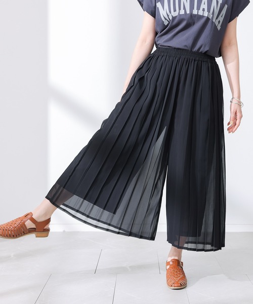n'OrLABEL(ノアールレーベル)の「【冷感裏地付き】シフォンプリーツパンツ(その他パンツ・レディース・ブルー/ブラック/グリーン・FREE)」の19枚目の写真