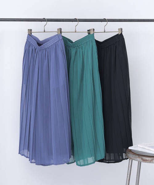 n'OrLABEL(ノアールレーベル)の「【冷感裏地付き】シフォンプリーツパンツ(その他パンツ・レディース・ブルー/ブラック/グリーン・FREE)」の4枚目の写真