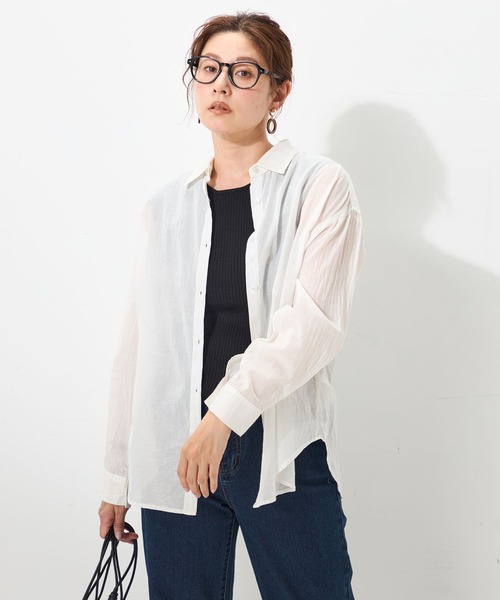 GALLORIA(ギャローリア)の「【セットアップで着られる】 インド綿ゆるシャツ(シャツ/ブラウス・レディース・ブルー/ターコイズブルー/ホワイト/チャコールグレー・LL/L/S/M)」の1枚目の写真