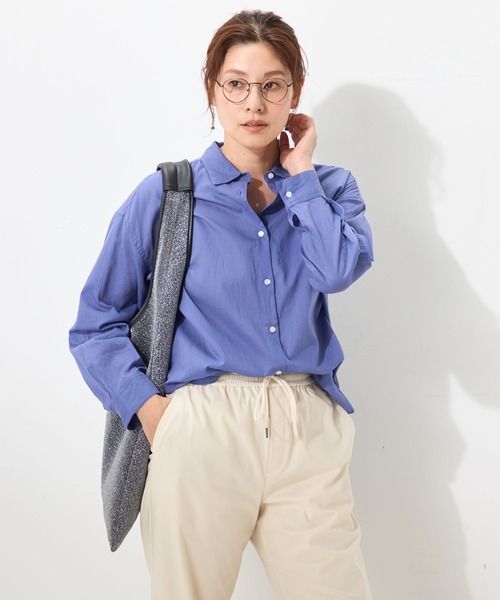 GALLORIA(ギャローリア)の「【セットアップで着られる】 インド綿ゆるシャツ(シャツ/ブラウス・レディース・ブルー/ターコイズブルー/ホワイト/チャコールグレー・LL/L/S/M)」の4枚目の写真