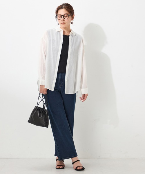 GALLORIA(ギャローリア)の「【セットアップで着られる】 インド綿ゆるシャツ(シャツ/ブラウス・レディース・ブルー/ターコイズブルー/ホワイト/チャコールグレー・LL/L/S/M)」の11枚目の写真