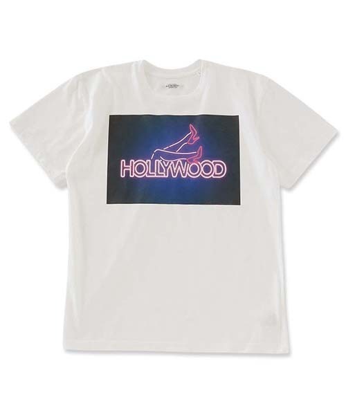 HOLLYWOOD RANCH MARKET(ハリウッドランチマーケット)の「ネオンサインハリウッド ショートスリーブTシャツ(Tシャツ/カットソー・メンズ・ブラック/ホワイト・M/S/XL/L)」の1枚目の写真