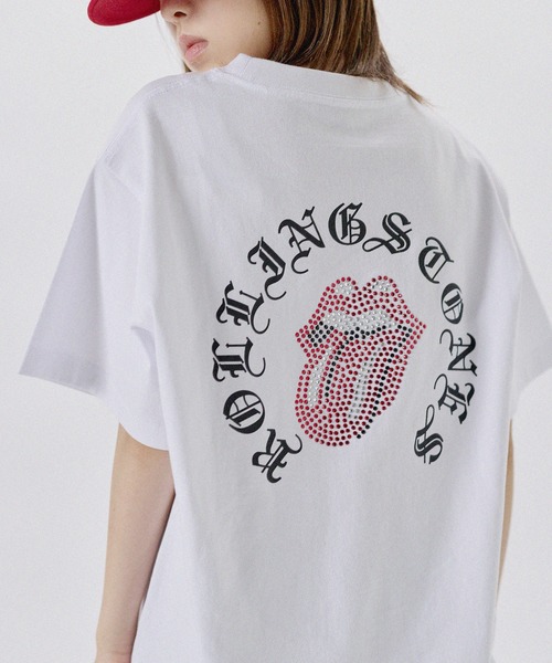 MSG(エムエスジー)の「MSG別注 THE ROLLING STONES ホースシューロゴラインストーン半袖Tシャツ(Tシャツ/カットソー・メンズ・ホワイト/ブラック/ピンク・L/M/S)」の2枚目の写真