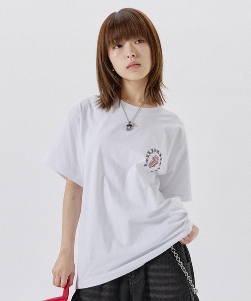 MSG(エムエスジー)の「MSG別注 THE ROLLING STONES ホースシューロゴラインストーン半袖Tシャツ(Tシャツ/カットソー・メンズ・ホワイト/ブラック/ピンク・L/M/S)」の4枚目の写真