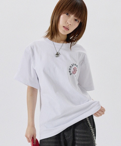 MSG(エムエスジー)の「MSG別注 THE ROLLING STONES ホースシューロゴラインストーン半袖Tシャツ(Tシャツ/カットソー・メンズ・ホワイト/ブラック/ピンク・L/M/S)」の5枚目の写真