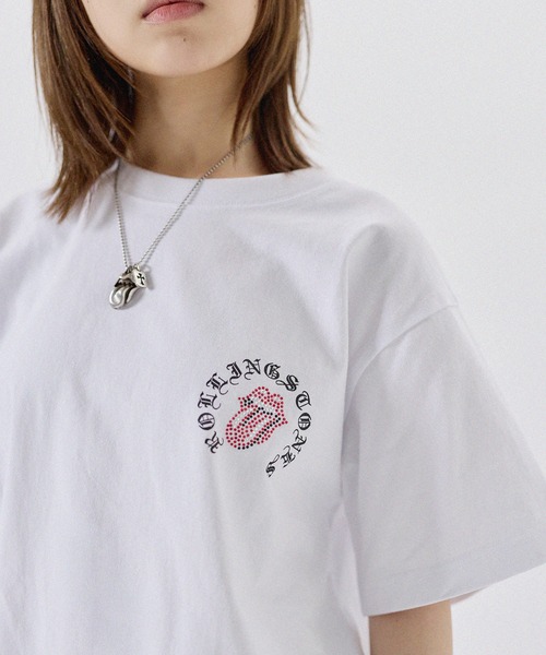 MSG(エムエスジー)の「MSG別注 THE ROLLING STONES ホースシューロゴラインストーン半袖Tシャツ(Tシャツ/カットソー・メンズ・ホワイト/ブラック/ピンク・L/M/S)」の7枚目の写真