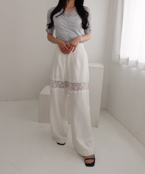 SOELA(ソエラ)の「半袖フロントギャザートップス(Tシャツ/カットソー・レディース・アイボリー/サックスブルー/ブラック・FREE)」の18枚目の写真