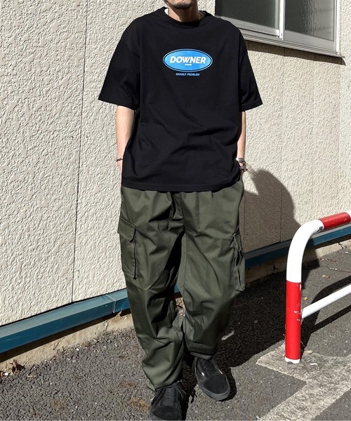 DOUBLE STEAL(ダブルスティール)の「DOWNER オーバルロゴ ビッグシルエットTシャツ(Tシャツ/カットソー・メンズ・ブラック/ネイビー/ホワイト・LARGE/MEDIUM)」の7枚目の写真
