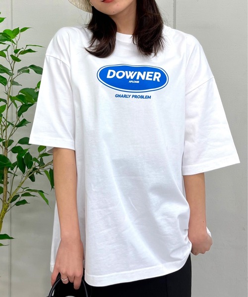DOUBLE STEAL(ダブルスティール)の「DOWNER オーバルロゴ ビッグシルエットTシャツ(Tシャツ/カットソー・メンズ・ブラック/ネイビー/ホワイト・LARGE/MEDIUM)」の8枚目の写真