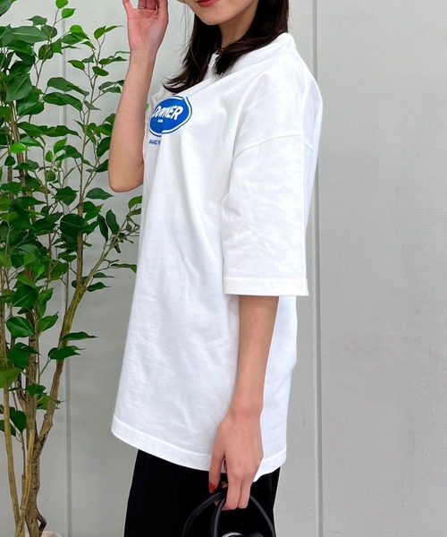 DOUBLE STEAL(ダブルスティール)の「DOWNER オーバルロゴ ビッグシルエットTシャツ(Tシャツ/カットソー・メンズ・ブラック/ネイビー/ホワイト・LARGE/MEDIUM)」の10枚目の写真