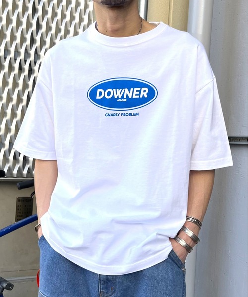 DOUBLE STEAL(ダブルスティール)の「DOWNER オーバルロゴ ビッグシルエットTシャツ(Tシャツ/カットソー・メンズ・ブラック/ネイビー/ホワイト・LARGE/MEDIUM)」の18枚目の写真
