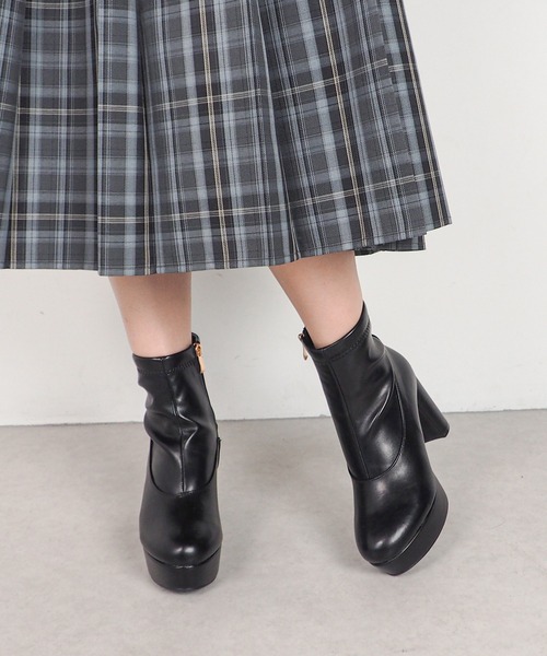 byあしながおじさん(バイアシナガオジサン)の「厚底ヒールストレッチブーツ 8890898(ブーツ・レディース・ダークブラウン/ブラック・L/M/S/LL)」の8枚目の写真