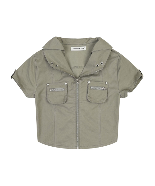 ORDINARY HOLIDAY（オーディナリー ホリデー）の「SHORT SLEEVE ZIP-UP SHIRTS [LIGHT KHAKI]（シャツ/ブラウス・レディース・その他・FREE）」の3枚目の写真