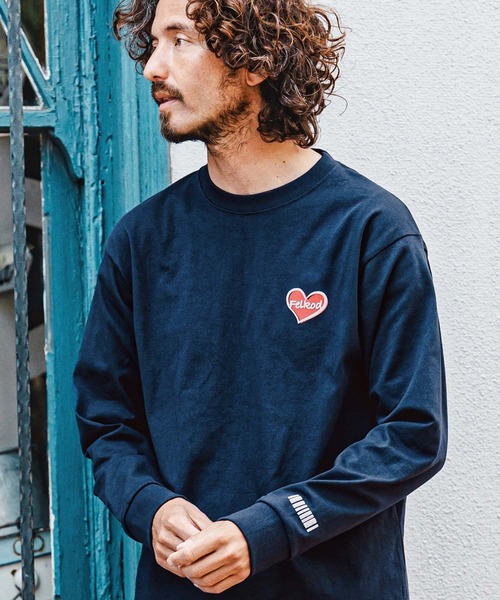 felkod(フィルコッド)の「mlt5730- Heart Puff Print US Cotton Long Sleeve Tee ロングスリーブTシャツ(F26A230)(Tシャツ/カットソー・メンズ・ホワイト×イエロー/ネイビー/ブラック/ホワイト×レッド・S/M/L/XL)」の4枚目の写真