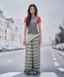 TAGE STRIPE TERRY PANTS_M.GREY