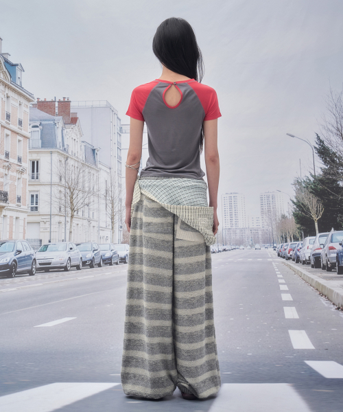 SOMSOC(ソムソック)の「TAGE STRIPE TERRY PANTS_M.GREY(その他パンツ・レディース・その他・FREE)」の2枚目の写真