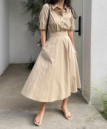 襟付きAラインシャツワンピース