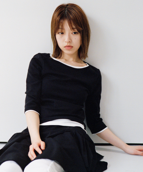 OHESHIO（オヘシオ）の「BASIC 3/4 SLEEVE T-SHIRT, BLACK（Tシャツ/カットソー・レディース・その他・FREE）」の2枚目の写真