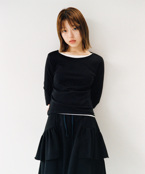 OHESHIO（オヘシオ）の「BASIC 3/4 SLEEVE T-SHIRT, BLACK（Tシャツ/カットソー・レディース・その他・FREE）」の3枚目の写真