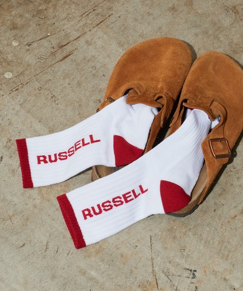 Russell Athletic(ラッセルアスレティック)の「RUSSELL ATHLETIC / ラッセルアスレティック Russell Side Logo Socks ラインデザイン ソックス ジャガード 靴下 メンズ 2026年 夏 夏服(ソックス/靴下・メンズ・レッド/ブルー/ブラック・FREE)」の3枚目の写真