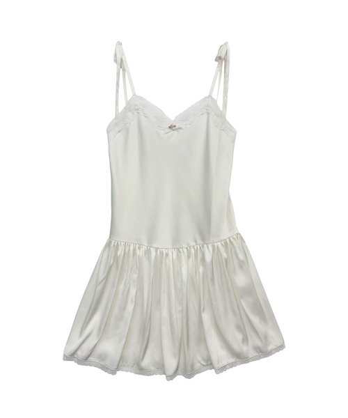 HONEY MI HONEY（ハニーミーハニー）の「lingerie satin mini one-piece（ワンピース・レディース・オフホワイト/ライトベージュ/サックスブルー・FREE）」の2枚目の写真