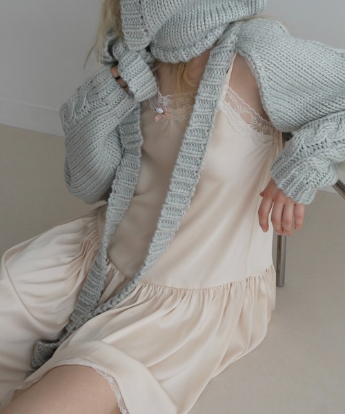 HONEY MI HONEY（ハニーミーハニー）の「lingerie satin mini one-piece（ワンピース・レディース・オフホワイト/ライトベージュ/サックスブルー・FREE）」の3枚目の写真