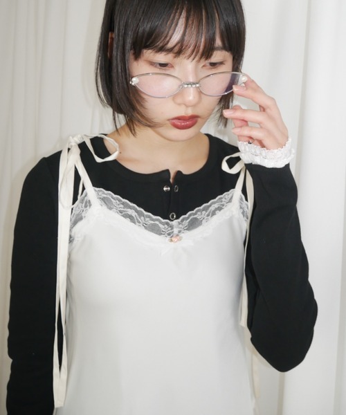 HONEY MI HONEY（ハニーミーハニー）の「lingerie satin mini one-piece（ワンピース・レディース・オフホワイト/ライトベージュ/サックスブルー・FREE）」の7枚目の写真