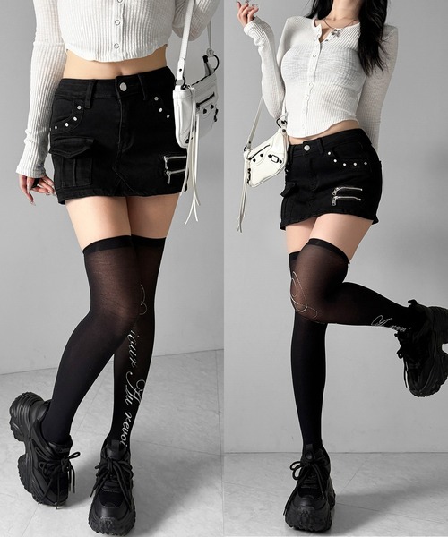 me+em select(ミームセレクト)の「【 2color / 3size 】スタッズジップデザインストレッチデニムミニスカパン/ studs zip design stretch denim mini skirt pants(デニムスカート・レディース・ブルー/ブラック・SMALL/MEDIUM/LARGE)」の4枚目の写真