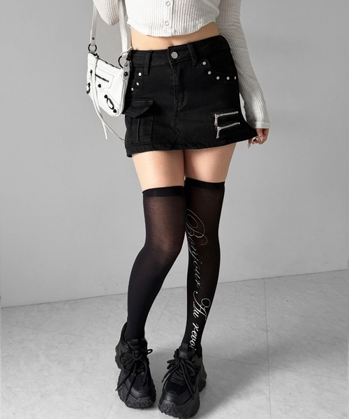 me+em select(ミームセレクト)の「【 2color / 3size 】スタッズジップデザインストレッチデニムミニスカパン/ studs zip design stretch denim mini skirt pants(デニムスカート・レディース・ブルー/ブラック・SMALL/MEDIUM/LARGE)」の19枚目の写真