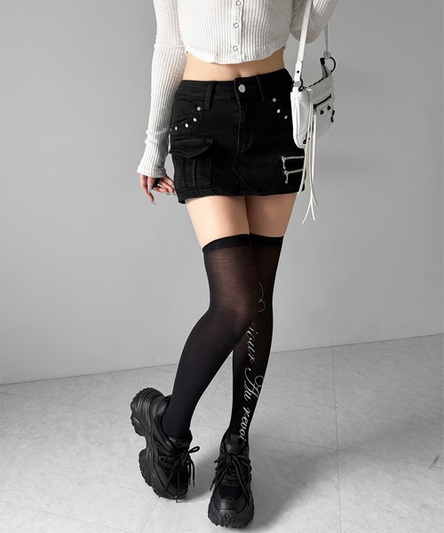 me+em select(ミームセレクト)の「【 2color / 3size 】スタッズジップデザインストレッチデニムミニスカパン/ studs zip design stretch denim mini skirt pants(デニムスカート・レディース・ブルー/ブラック・SMALL/MEDIUM/LARGE)」の20枚目の写真
