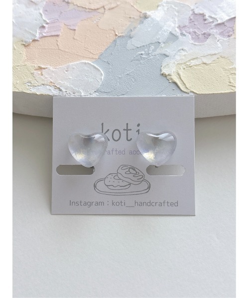 tone(トーン)の「【koti】Sulo mist heart イヤリング(MA)(イヤリング・レディース・ホワイト系1/ホワイト系2/パープル系1/ピンク系1・FREE)」の2枚目の写真
