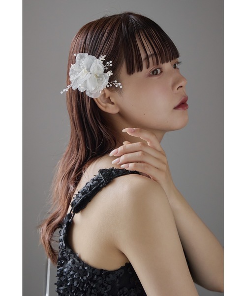 シフォンフルールヘアクリップ ヘアアクセサリー ゴールド シルバー