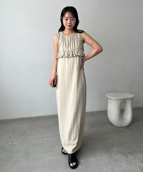 CAPRICIEUX LE'MAGE(カプリシューレマージュ)の「バルーン切替Iラインワンピース(ワンピース・レディース・ブラック/ベージュ・PS/FREE)」の12枚目の写真