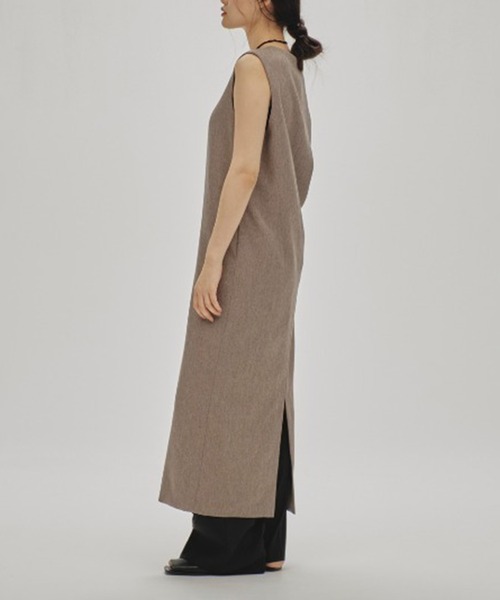 TODAYFUL(トゥデイフル)の「【TODAYFUL/トゥデイフル】Keyneck Pencil Dress/キーネックペンシルドレス(ワンピース・レディース・グレイッシュベージュ/ダークブラウン・38/36)」の3枚目の写真