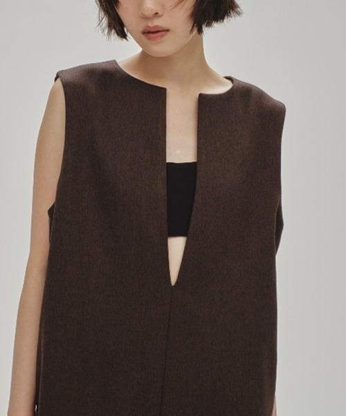 TODAYFUL(トゥデイフル)の「【TODAYFUL/トゥデイフル】Keyneck Pencil Dress/キーネックペンシルドレス(ワンピース・レディース・グレイッシュベージュ/ダークブラウン・38/36)」の7枚目の写真
