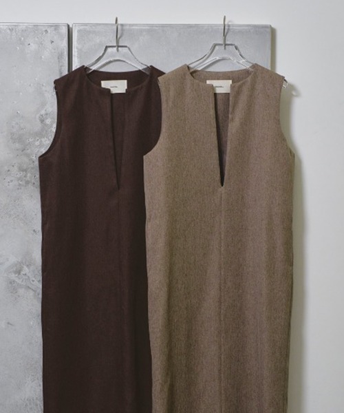 TODAYFUL(トゥデイフル)の「【TODAYFUL/トゥデイフル】Keyneck Pencil Dress/キーネックペンシルドレス(ワンピース・レディース・グレイッシュベージュ/ダークブラウン・38/36)」の11枚目の写真