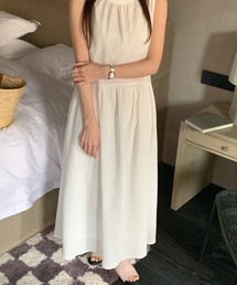 ノースリーブティアードロングワンピース
