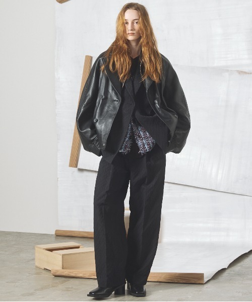 MAISON SPECIAL（メゾンスペシャル）の「《UNISEX》Sheep Leather Prime-Over Single Layering Double Blouson/シープレザープライムオーバーレイヤリングダブルブルゾン【MAISON SPECIAL/メゾンスペシャル】（ブルゾン・メンズ・ダークブラック/ブラック・2/1/0）」の3枚目の写真