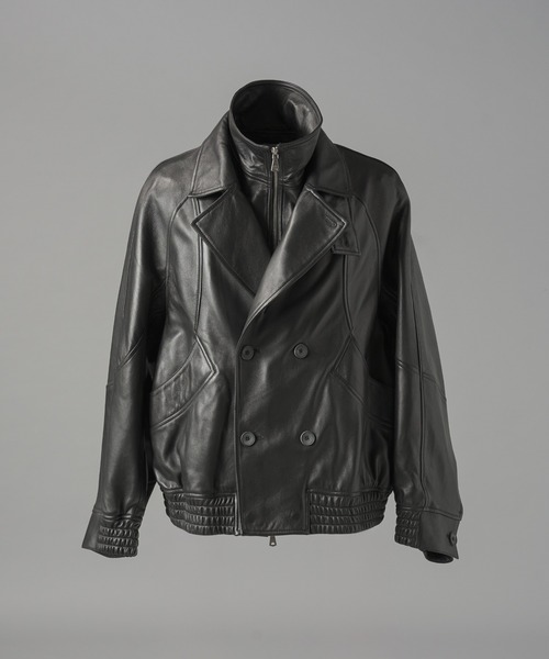 MAISON SPECIAL（メゾンスペシャル）の「《UNISEX》Sheep Leather Prime-Over Single Layering Double Blouson/シープレザープライムオーバーレイヤリングダブルブルゾン【MAISON SPECIAL/メゾンスペシャル】（ブルゾン・メンズ・ダークブラック/ブラック・2/1/0）」の15枚目の写真