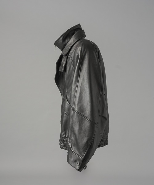 MAISON SPECIAL（メゾンスペシャル）の「《UNISEX》Sheep Leather Prime-Over Single Layering Double Blouson/シープレザープライムオーバーレイヤリングダブルブルゾン【MAISON SPECIAL/メゾンスペシャル】（ブルゾン・メンズ・ダークブラック/ブラック・2/1/0）」の16枚目の写真